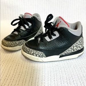 Nike Air Jordan 3 Retro Black Grey Cement Toddler Shoes Size 8C